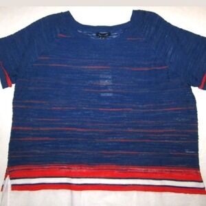 Tommy Hilfiger Top Plus 0X XL Sweater Short Sleeve Red White Blue Shirt NEW
